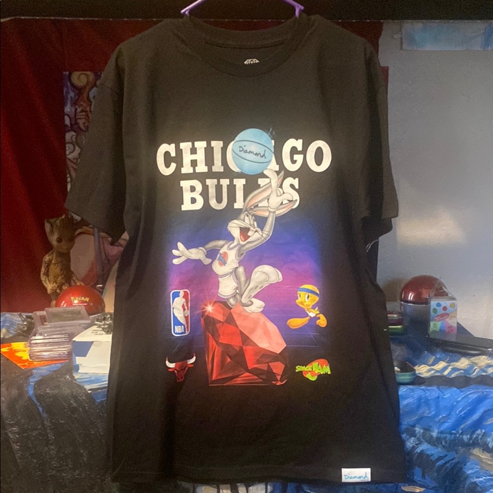 Black Chicago Bulls Space Jam T-Shirt